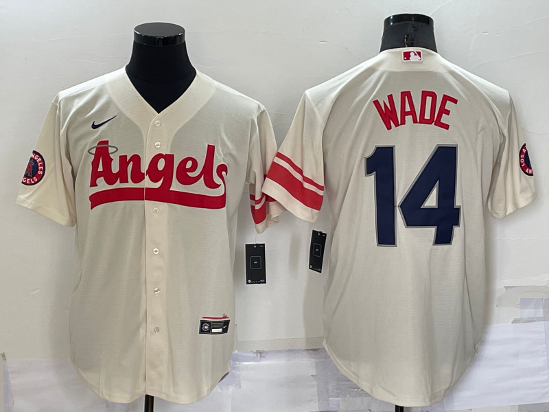 Men's Los Angeles Angels #14 Tyler Wade Cream 2022 City Connect Cool Base Stitched Jersey