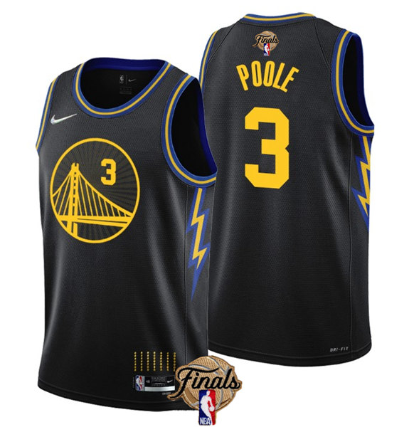 Men's Golden State Warriors #3 Jordan Poole Black 2022 Finals Stitched Jersey