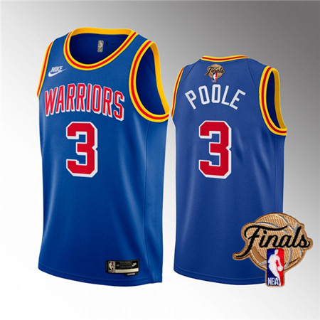 Mens Golden State Warriors #3 Jordan Poole 2022 Royal NBA Finals Stitched Jersey