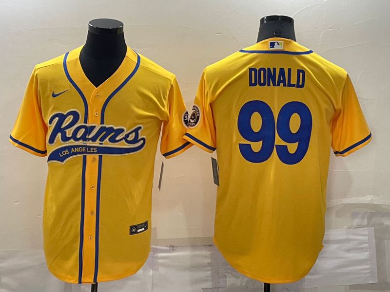 Men's Los Angeles Rams #99 Aaron Donald Yellow Stitched Cool Base Nike Baseball Jersey