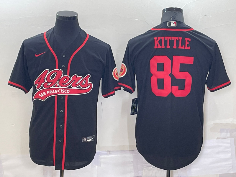 Men's San Francisco 49ers #85 George Kittle Black Stitched Cool Base Nike Baseball Jersey