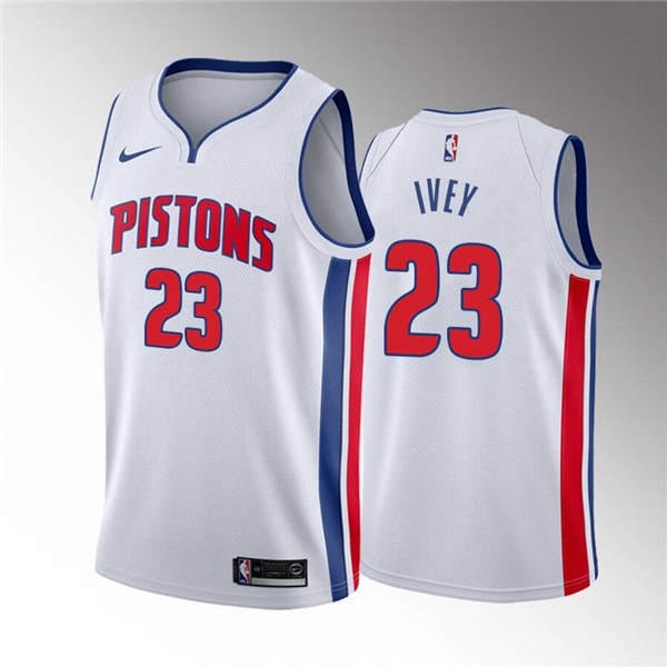 Men's Detroit Pistons #23 Jaden Ivey 2022 Draft White Basketball Stitched Jersey