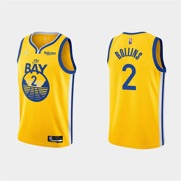 Men's Golden State Warriors #2 Ryan Rollins 2022 Yellow Stitched Basketball Jersey