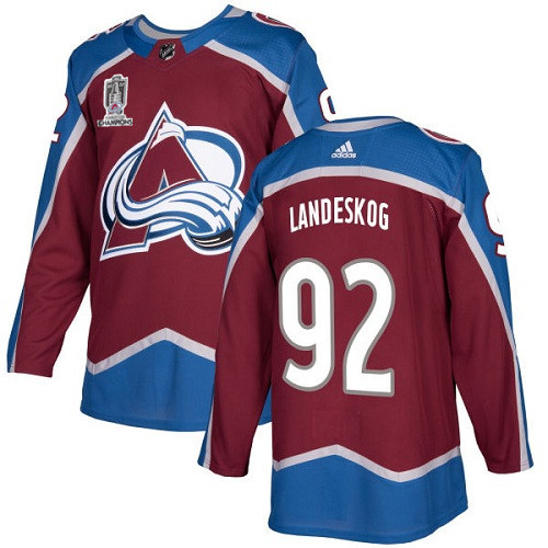 Men's Colorado Avalanche #92 Gabriel Landeskog 2022 Stanley Cup Champions Patch Stitched Jersey