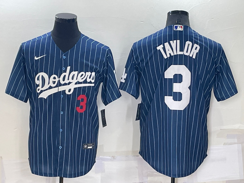 Men's Los Angeles Dodgers #3 Chris Taylor Navy Cool Base Stitched Baseball Jersey