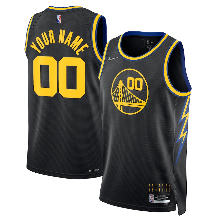 Men's Golden State Warriors Nike Black 2021-22 Swingman Custom Jersey - City Edition