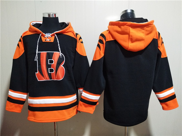 Men's Cincinnati Bengals Blank Orange Black Ageless Must-Have Lace-Up Pullover Hoodie