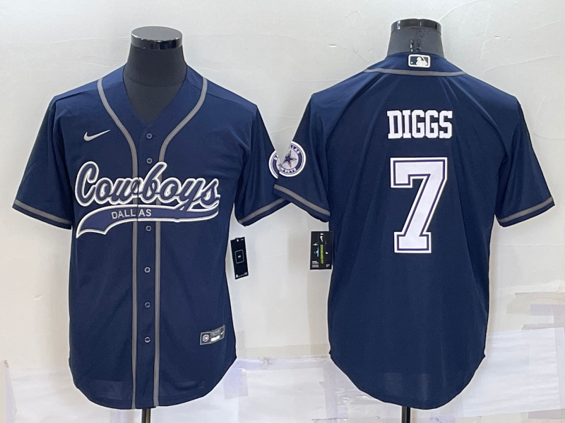 Men's Dallas Cowboys #7 Trevon Diggs Navy Blue Stitched Cool Base Nike Baseball Jersey