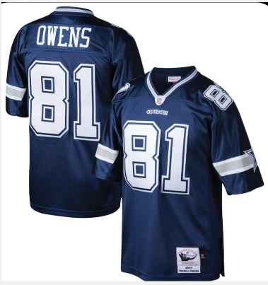 Men's Dallas Cowboys #81 Terrell Owens Navy Blue Throwback Jersey