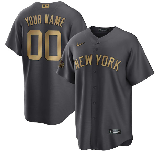 Men's New York Yankees Active Player Custom Charcoal 2022 All-Star Cool Base Stitched Baseball Jersey