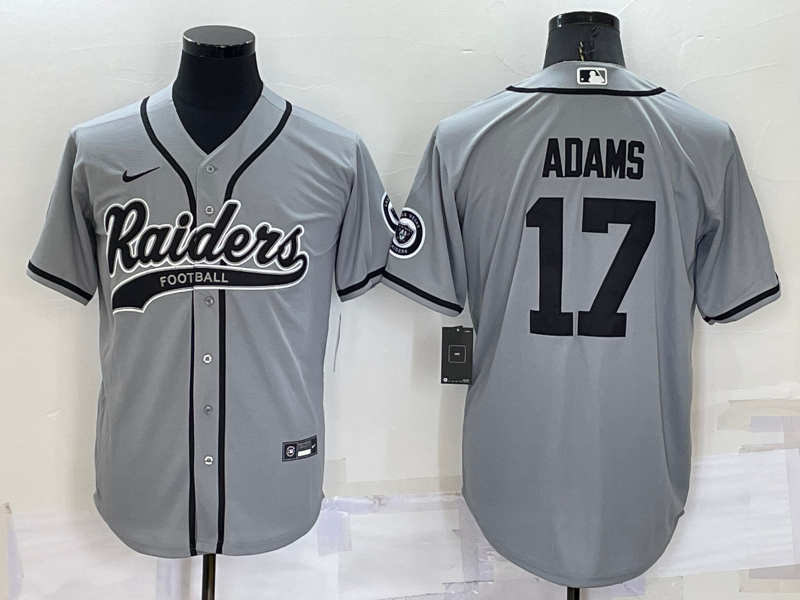 Men's Las Vegas Raiders #17 Davante Adams Grey Stitched MLB Cool Base Nike Baseball Jersey