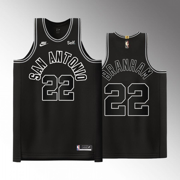 Men' San Antonio Spurs #22 Malaki Branham Black Stitched Jersey