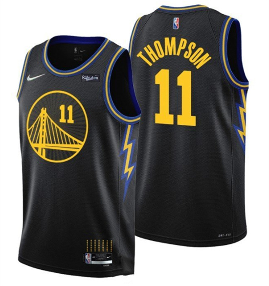 Men's Golden State Warriors #11 Klay Thompson 75th Anniversary Black Stitched Basketball Jersey