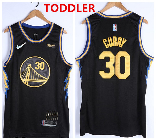 Toddlers Golden State Warriors #30 Stephen Curry 75th Anniversary Black Stitched Basketball Jersey