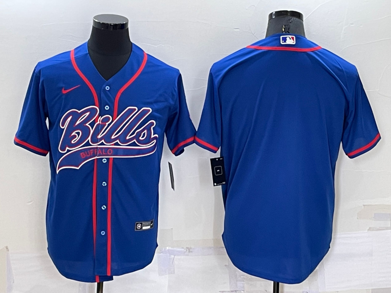 Men's Buffalo Bills Blank Blue Stitched MLB Cool Base Nike Baseball Jersey