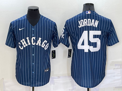 Men's Chicago White Sox #45 Michael Jordan Navy Cool Base Stitched Jersey