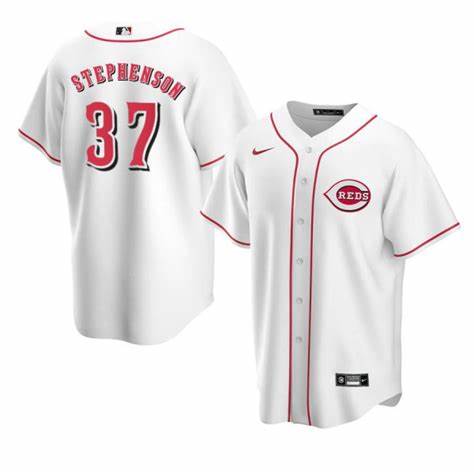 Men's Cincinnati Reds #37 Tyler Stephenson White Stitched MLB Cool Base Nike Jersey