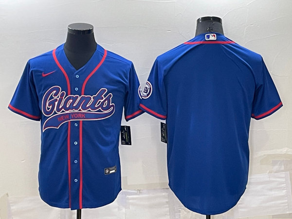 Men's New York Giants Blank Blue Cool Base Stitched Baseball Jersey