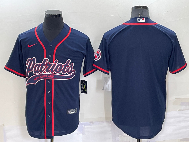 Men's New England Patriots Blank Navy Blue Stitched MLB Cool Base Nike Baseball Jersey