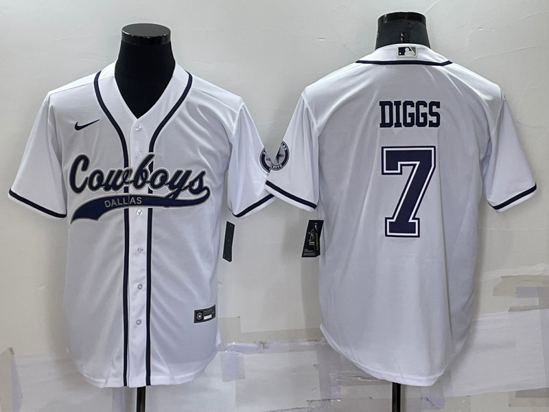 Men's Dallas Cowboys #7 Trevon Diggs White Stitched Cool Base Nike Baseball Jersey