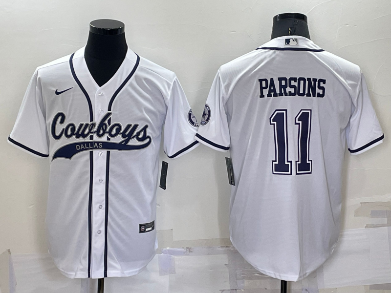 Men's Dallas Cowboys #11 Micah Parsons White Stitched Cool Base Nike Baseball Jersey