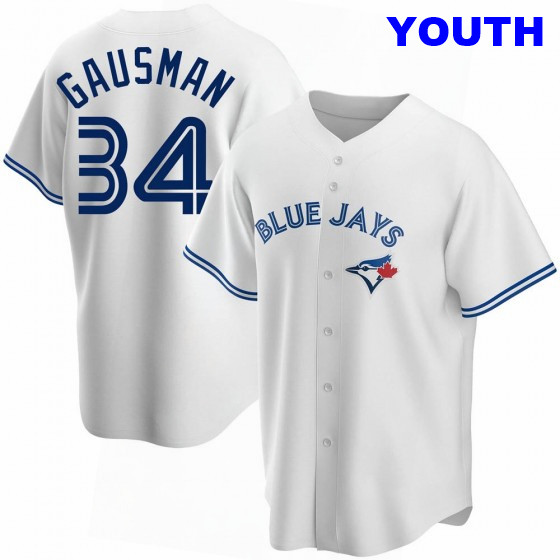 YOUTH TORONTO BLUE JAYS #34 KEVIN GAUSMAN WHITE HOME JERSEY