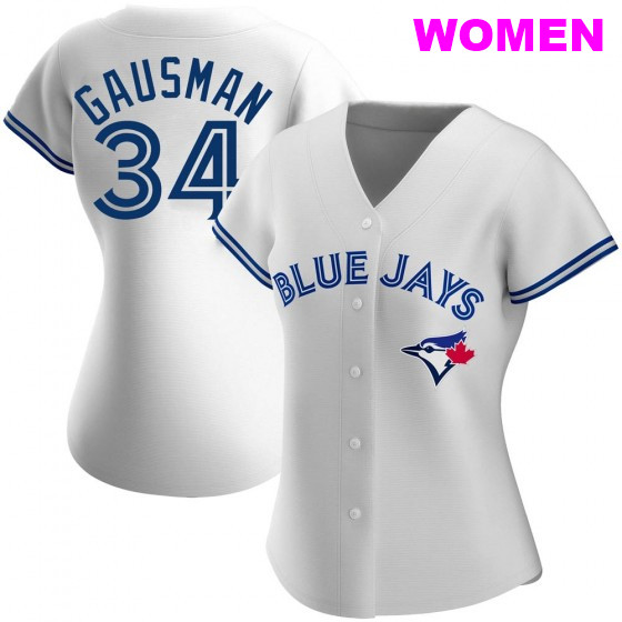 WOMEN'S TORONTO BLUE JAYS #34 KEVIN GAUSMAN WHITE HOME JERSEY