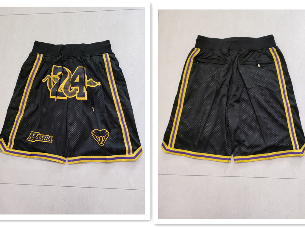 Men's Los Angeles Lakers #24 Kobe Bryant Black Mamba Just Don Swingman Throwback Shorts