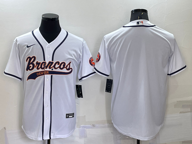 Men's Denver Broncos Blank White Stitched Cool Base Nike Baseball Jersey