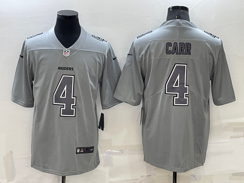 Men's Las Vegas Raiders #4 Derek Carr Grey Atmosphere Fashion 2022 Vapor Untouchable Stitched Limited Jersey