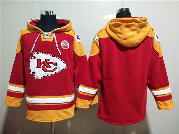 Men's Kansas City Chiefs Blank Red Lace-Up Pullover Hoodie