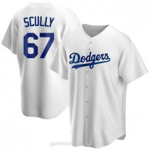 Men's Los Angeles Dodgers #67 Vin Scully White Stitched MLB Cool Base Nike Jersey