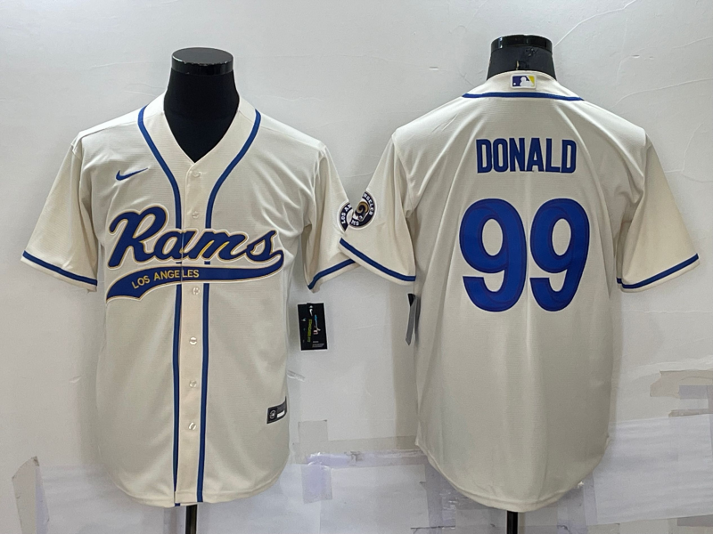 Men's Los Angeles Rams #99 Aaron Donald Cream Stitched Cool Base Nike Baseball Jersey