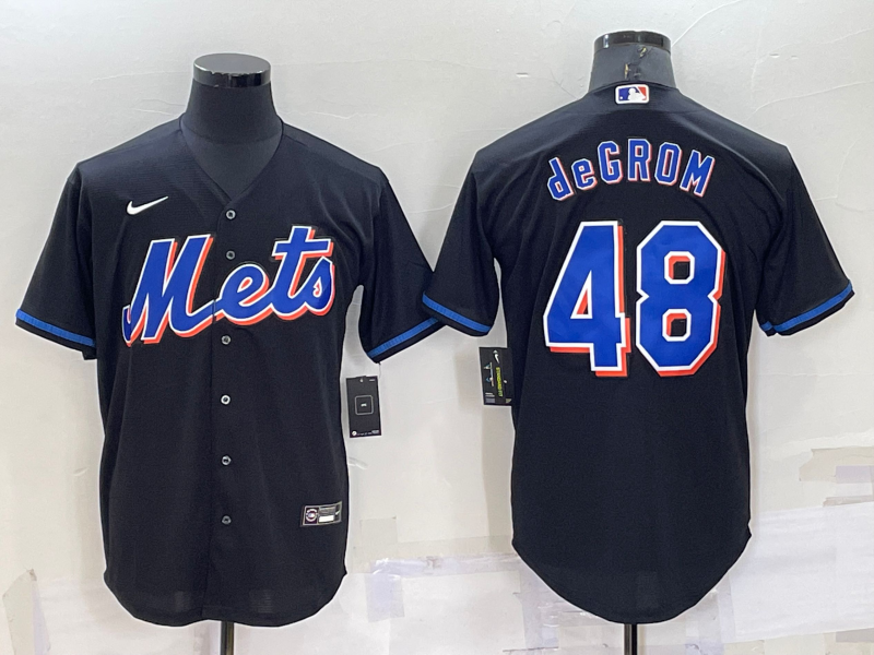 Men's New York Mets #48 Jacob deGrom Black Stitched MLB Cool Base Nike Jersey