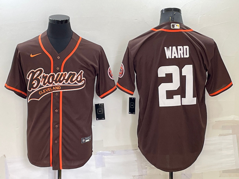 Men's Cleveland Browns #21 Denzel Ward Brown Stitched Cool Base Nike Baseball Jersey