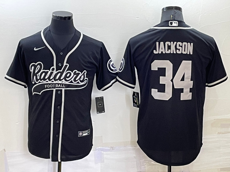 Men's Las Vegas Raiders #34 Bo Jackson Black Stitched MLB Cool Base Nike Baseball Jersey