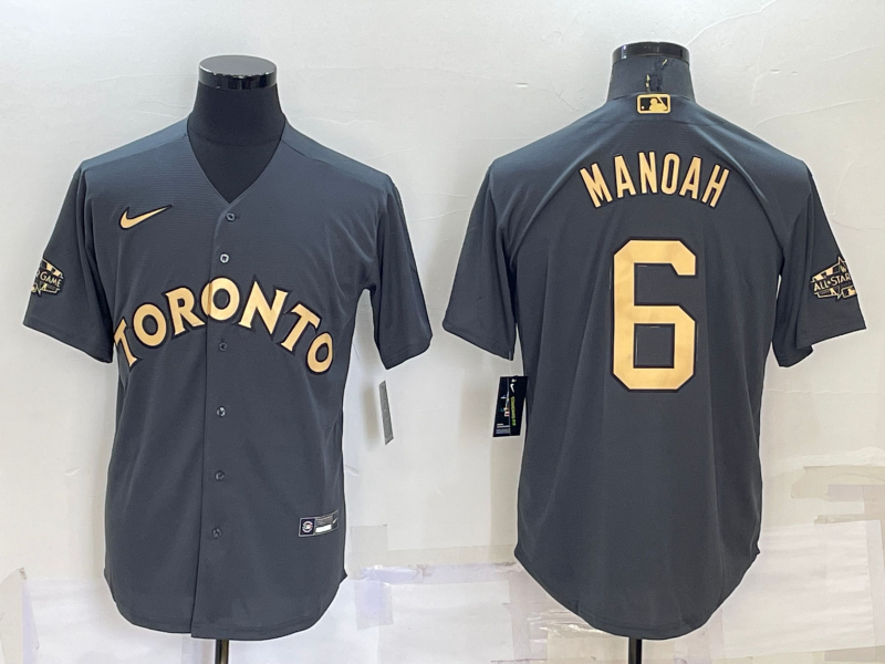 Men's Toronto Blue Jays #6 Alek Manoah Grey 2022 All Star Stitched Cool Base Nike Jersey