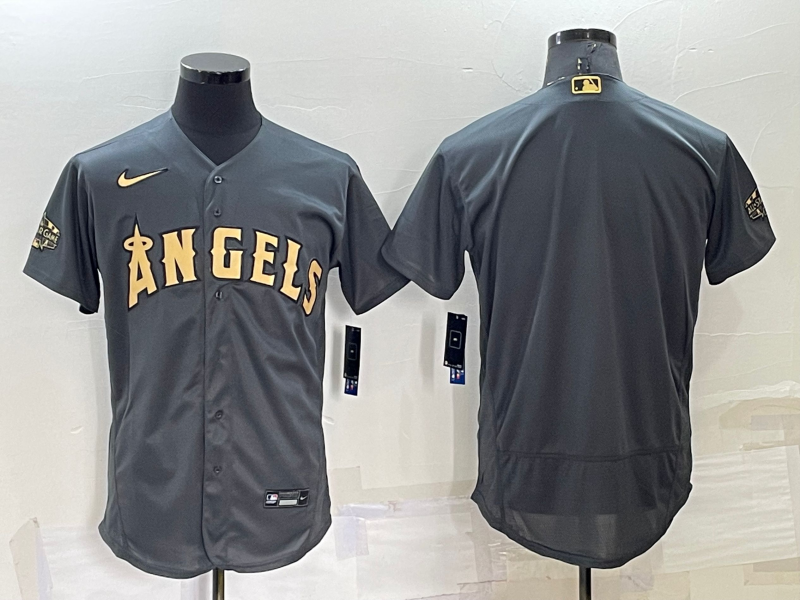 Men's Los Angeles Angels Blank Grey 2022 All Star Stitched Flex Base Nike Jersey