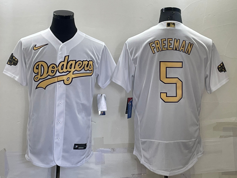 Men's Los Angeles Dodgers #5 Freddie Freeman White 2022 All Star Stitched Flex Base Nike Jersey