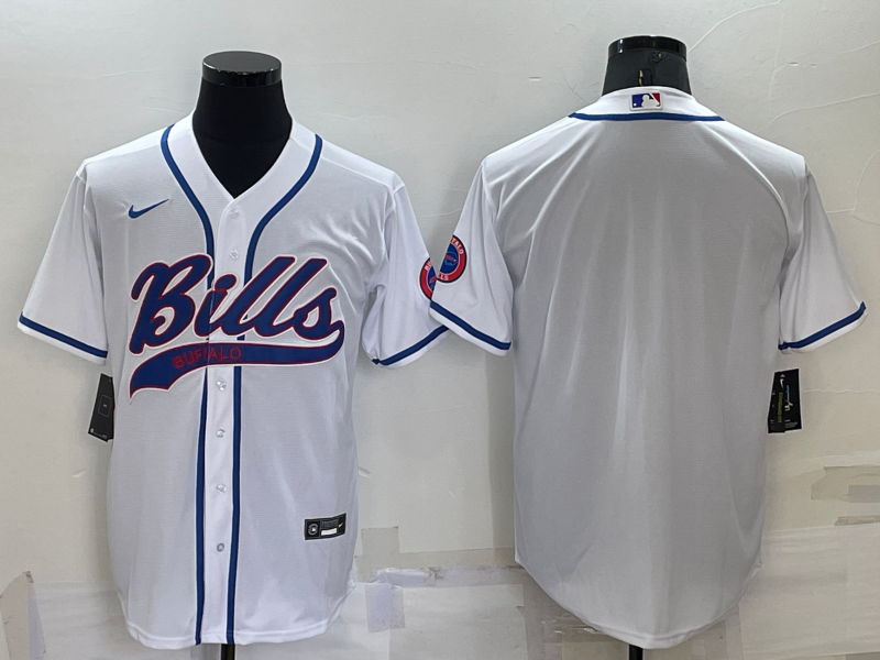 Men's Buffalo Bills Blank White Stitched MLB Cool Base Nike Baseball Jersey