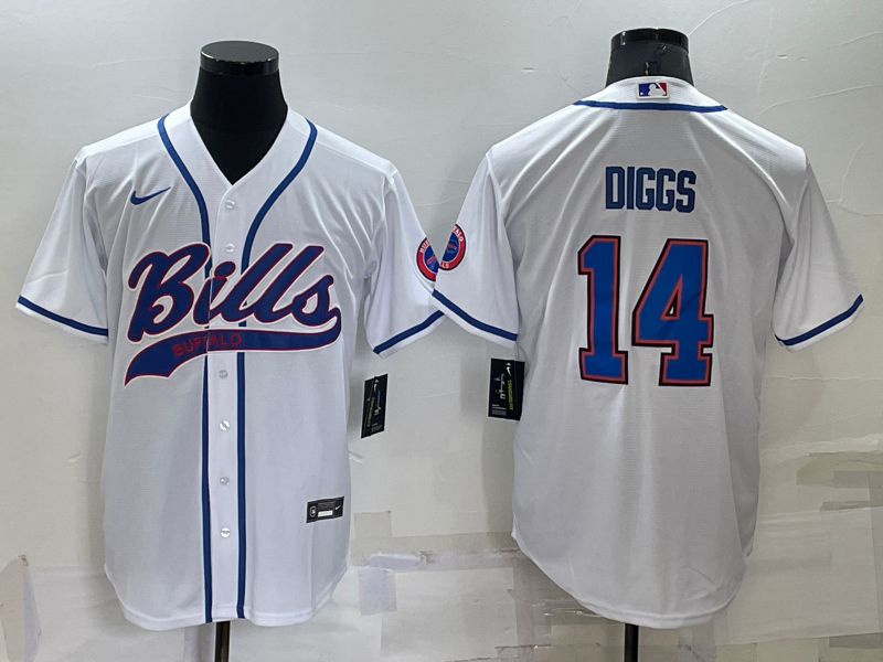 Men's Buffalo Bills #14 Stefon Diggs White Stitched Cool Base Nike Baseball Jersey