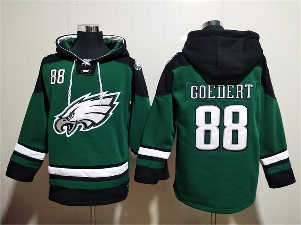 Men's Philadelphia Eagles #88 Dallas Goedert Green Lace-Up Pullover Hoodie