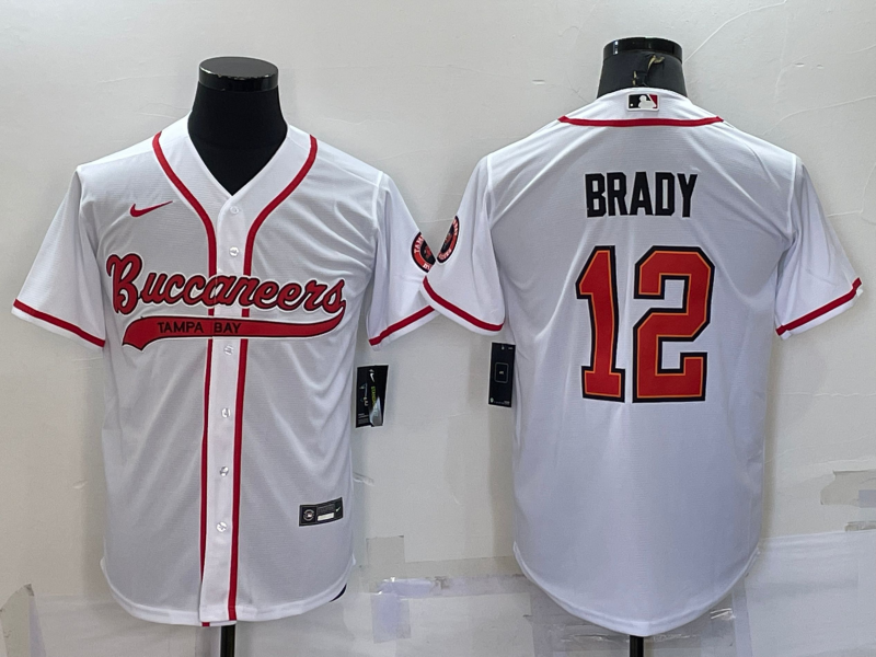 Men's Tampa Bay Buccaneers #12 Tom Brady White Cool Base Stitched Baseball Jersey