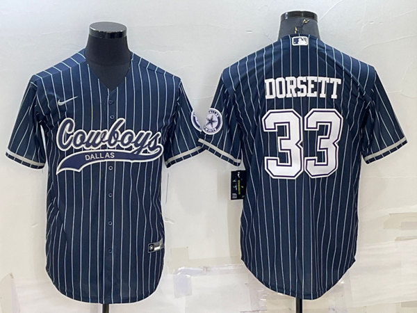 Men's Dallas Cowboys #33 Tony Dorsett Navy With Patch Cool Base Stitched Baseball Jersey