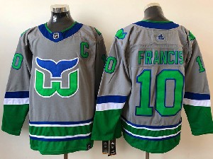 Mens Nhl Hartford Whalers #10 Francis Gray 2021 Reverse Retro Alternate Adidas Jersey