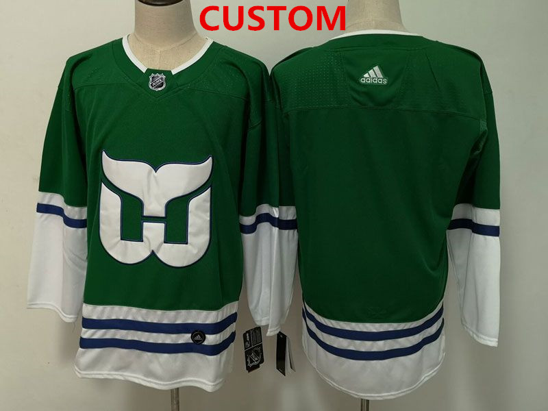 Men's Hartford Whalers Custom Green Adidas Jersey