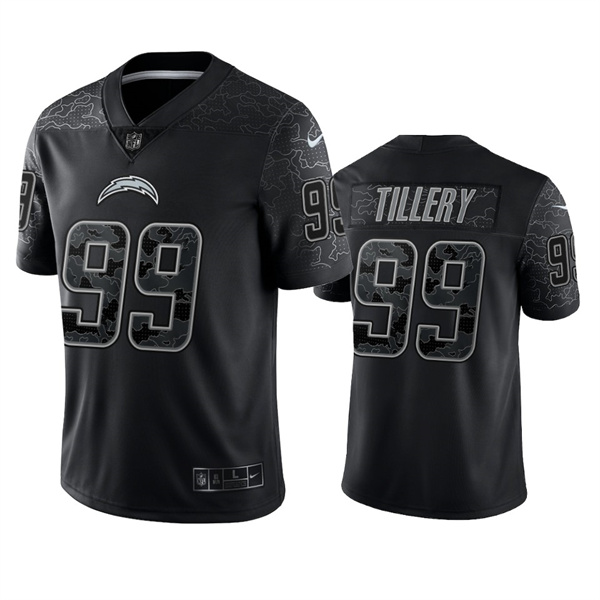 Men's Los Angeles Chargers #99 Jerry Tillery Black Reflective Limited Stitched Football Jersey