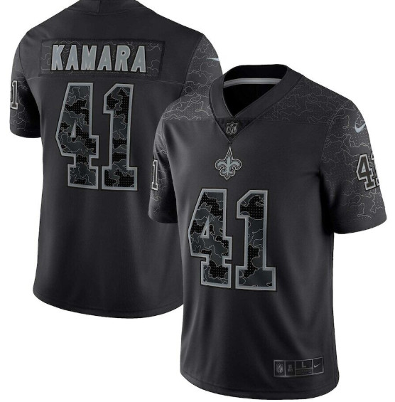 Men's New Orleans Saints #41 Alvin Kamara Black Reflective Limited Stitched Football Jersey