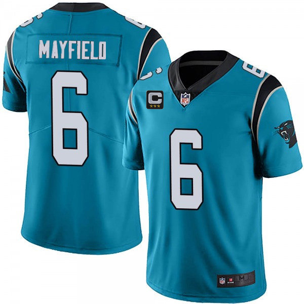 Men's Carolina Panthers 2022 #6 Baker Mayfield Blue With 3-star C Patch Vapor Untouchable Limited Stitched Jersey