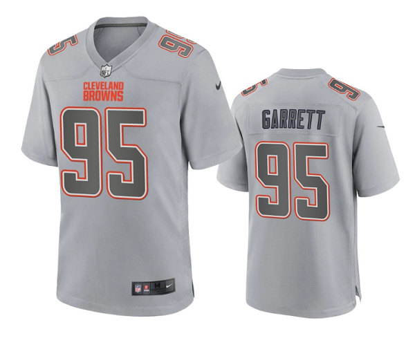 Men's Cleveland Browns #95 Myles Garrett Gray Atmosphere Fashion Stitched Game Jersey